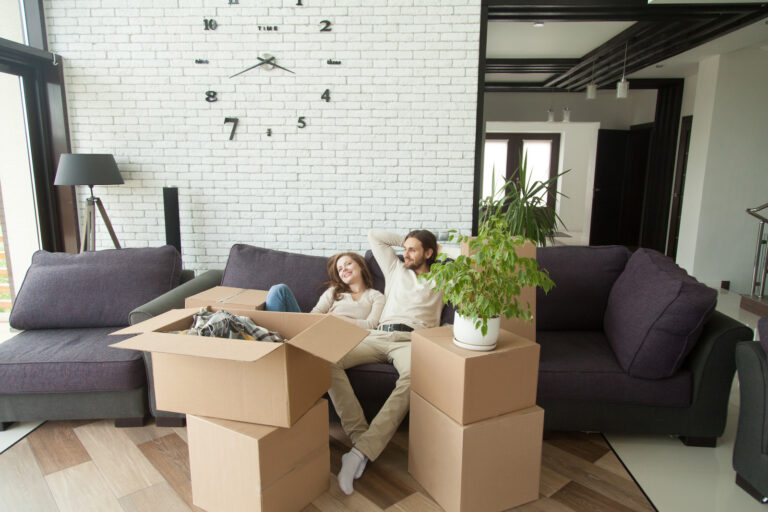 Couple relaxing on couch